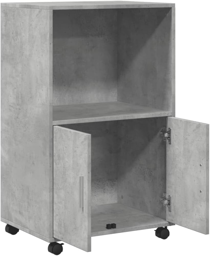 Rollschrank mit Stauraum, Betongrau