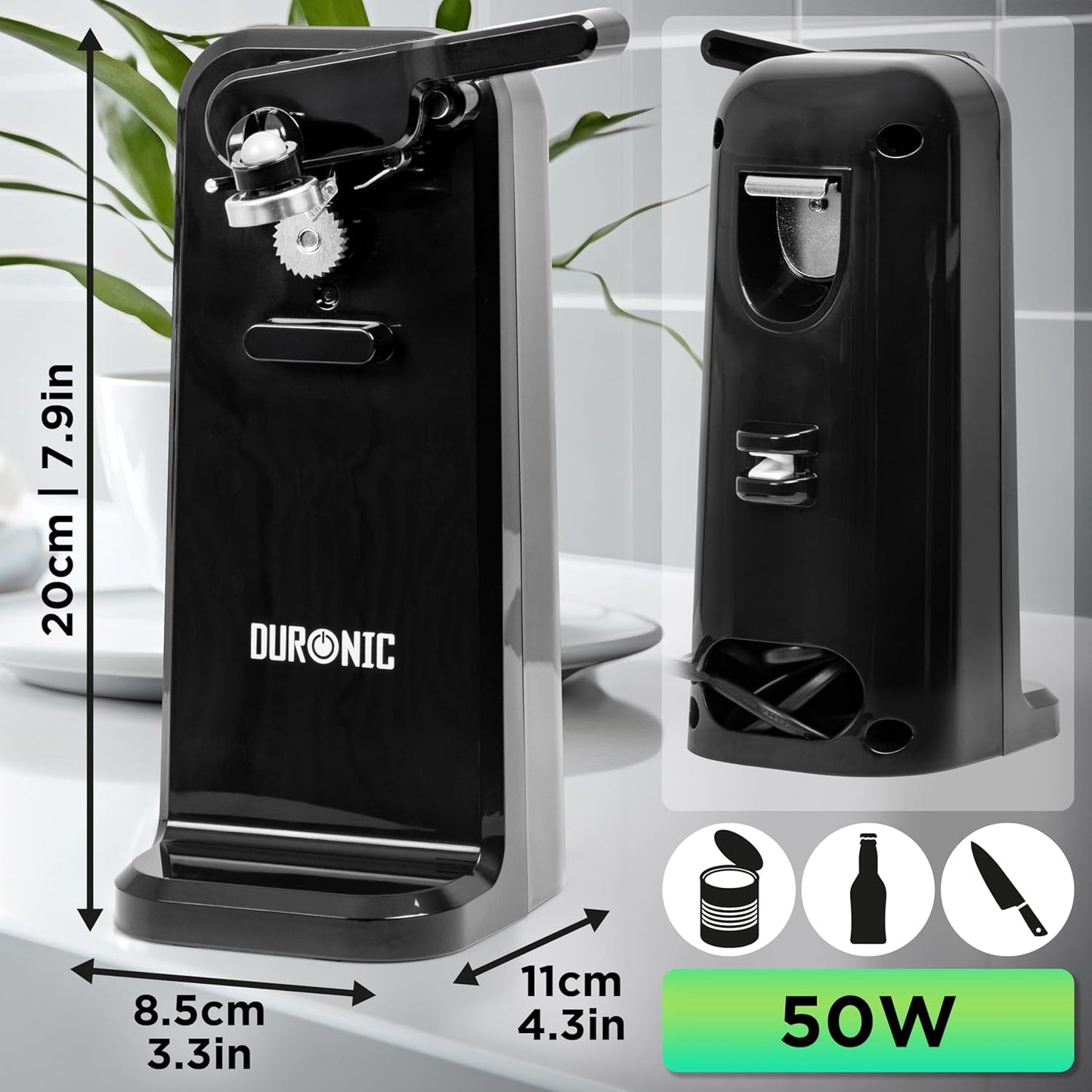 3-in-1 Dosenöffner CO40 BK mit Messerschärfer und Flaschenöffner, CO40 BK