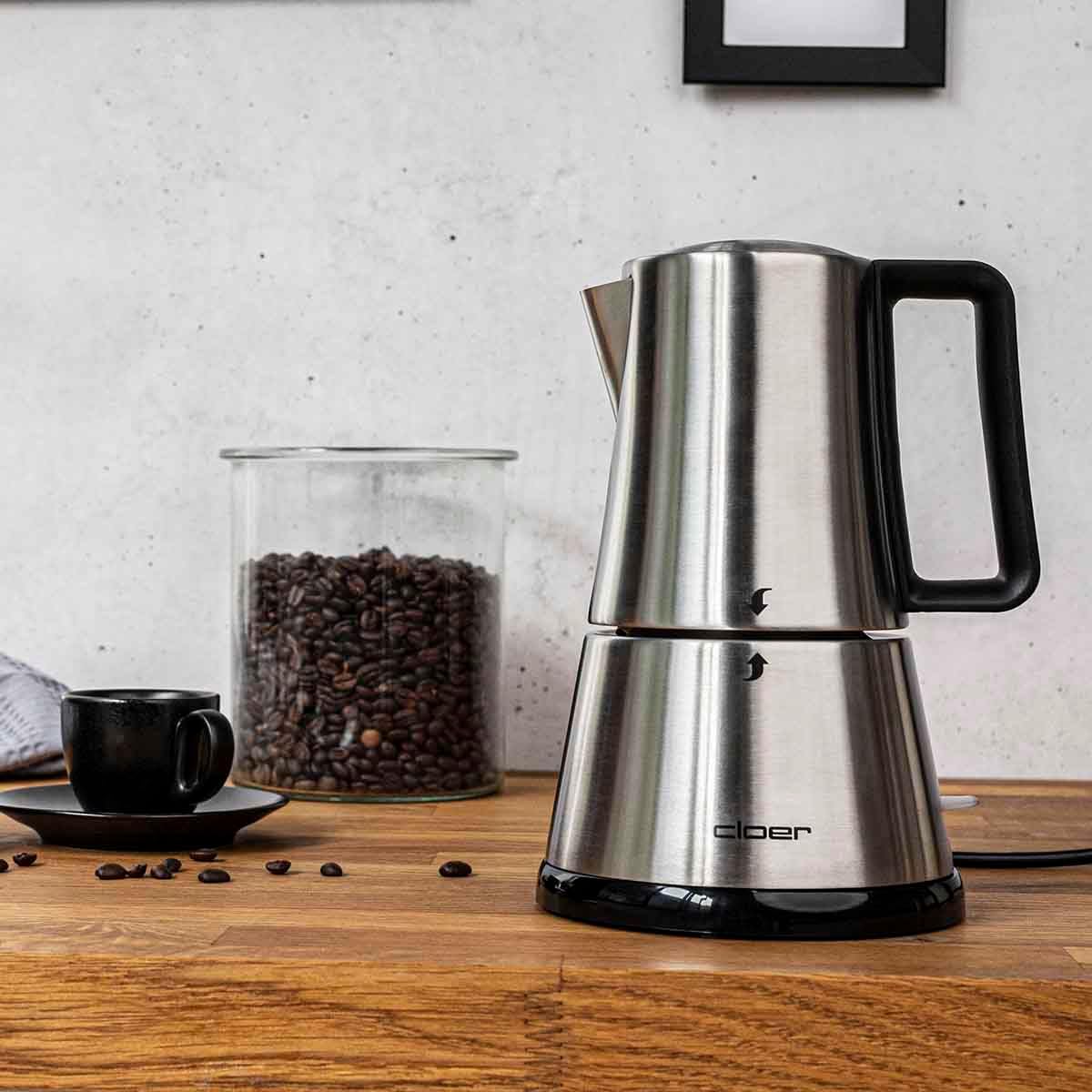 Elektrischer Espressokocher für 3-6 Tassen, 3-6 Tassen