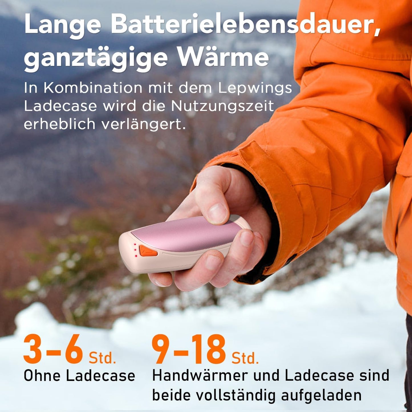 Elektrische Handwärmer mit Ladecase, Rosa