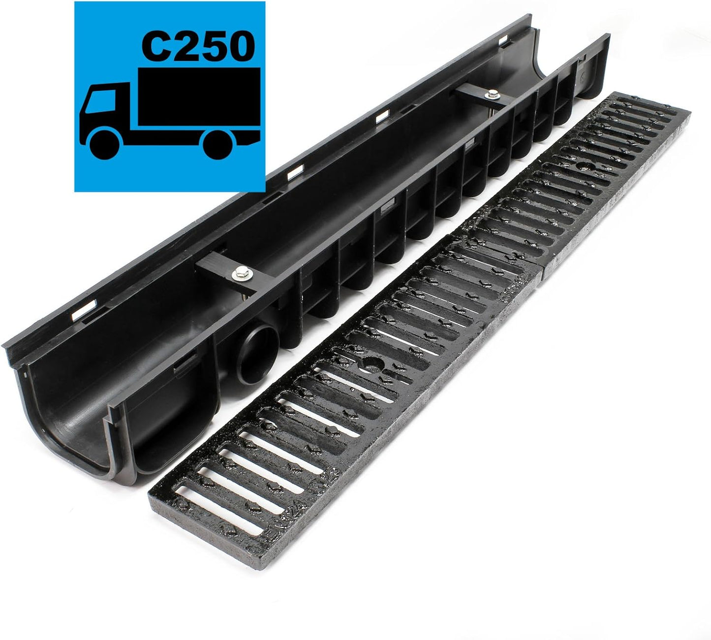 Entwässerungsrinne 2x1m Abdeckrost, Gusseisen 2x 1 m, 25 t
