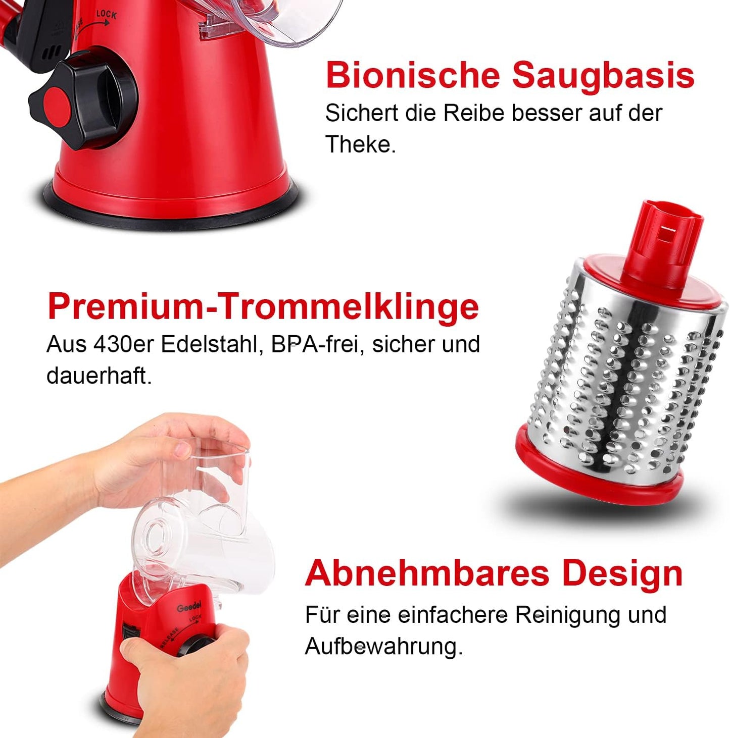 ‎PS-336AR1 Käsereibe, Rot