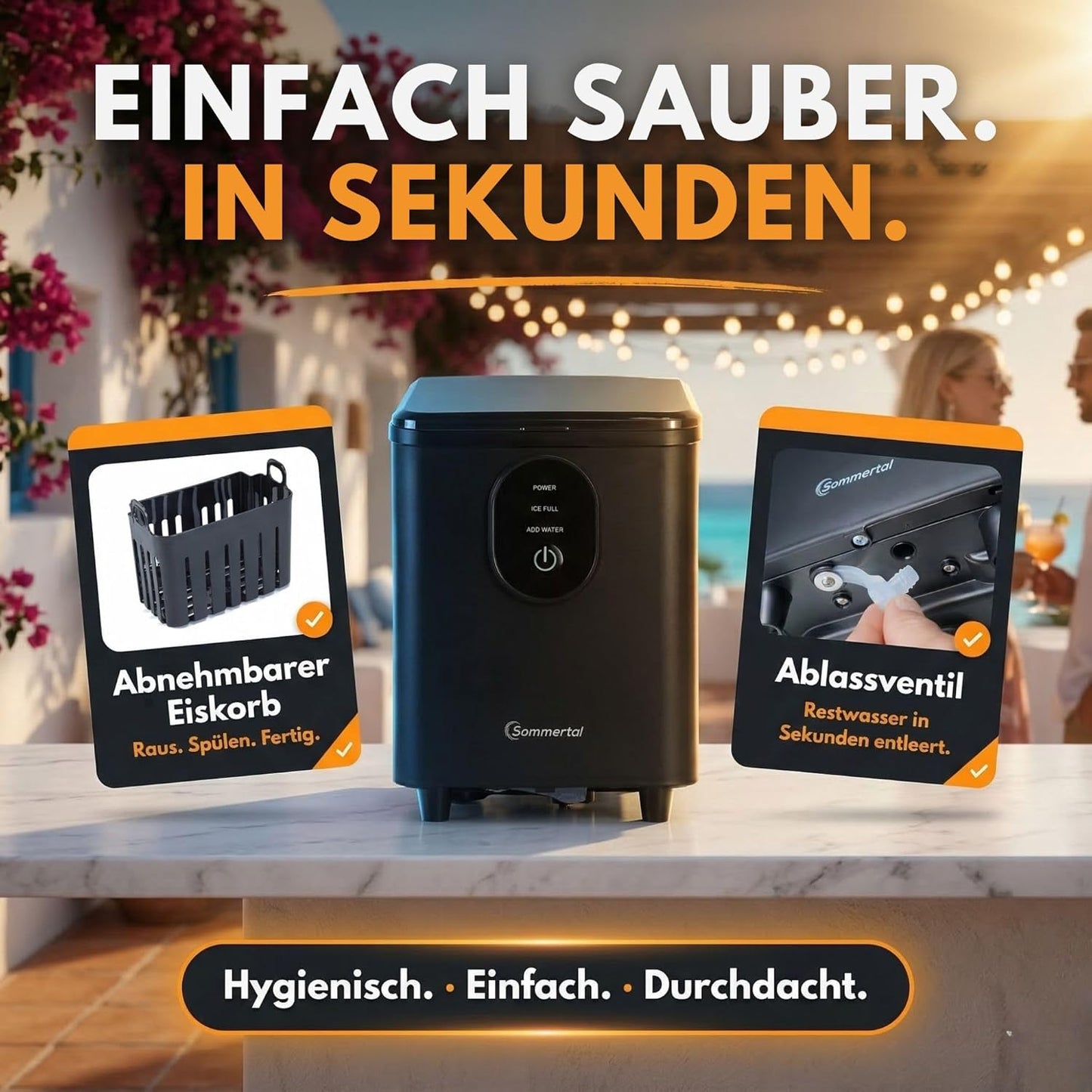 Eiswürfelmaschine EM12, Schwarz