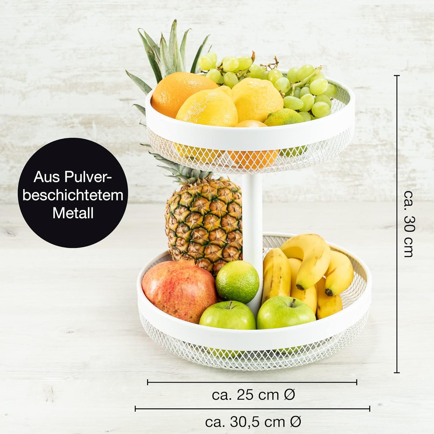 Obst Etagere, Weiss Rund