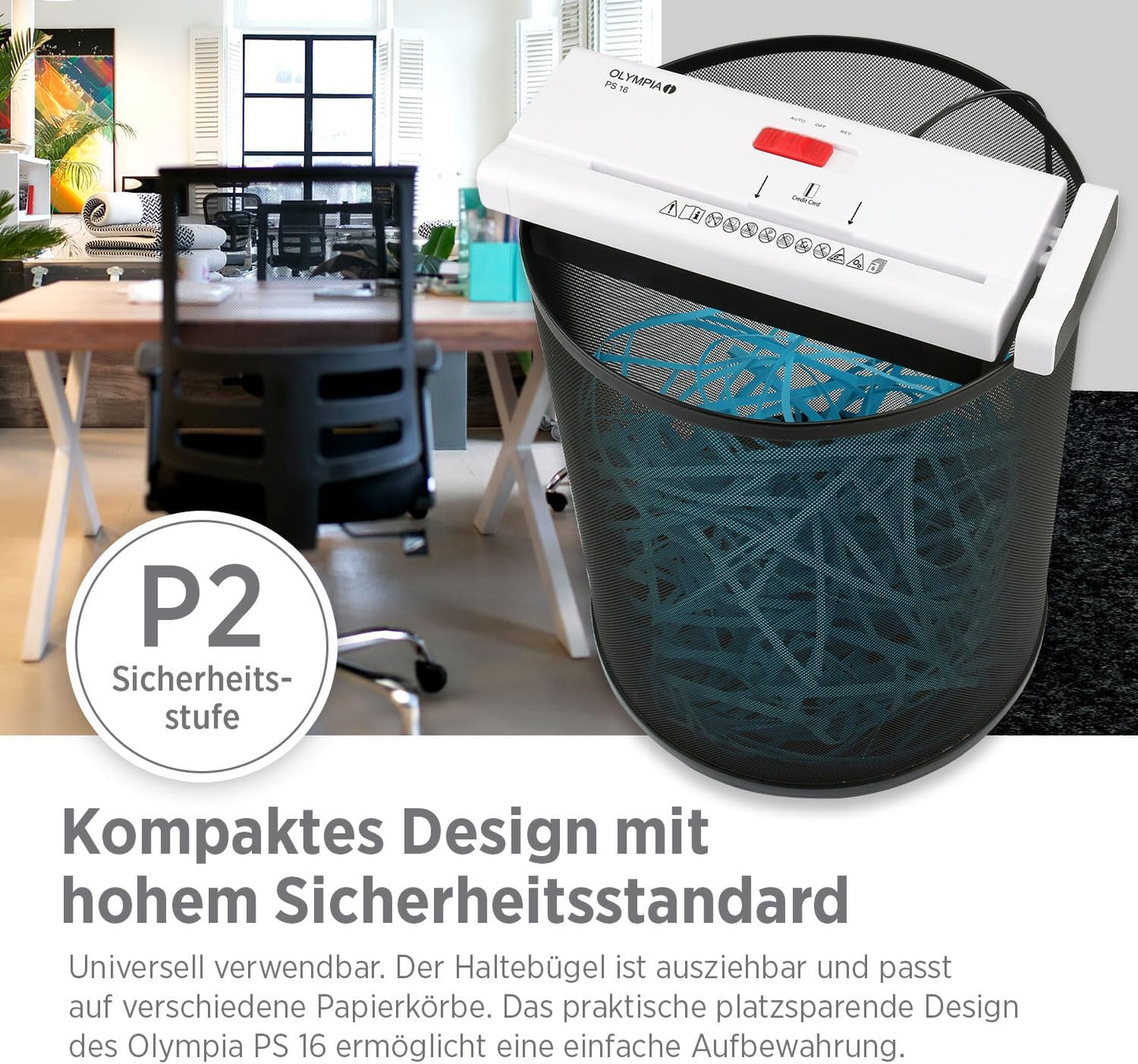 Aktenvernichter Ps 16, Weiss + Schwarz Single
