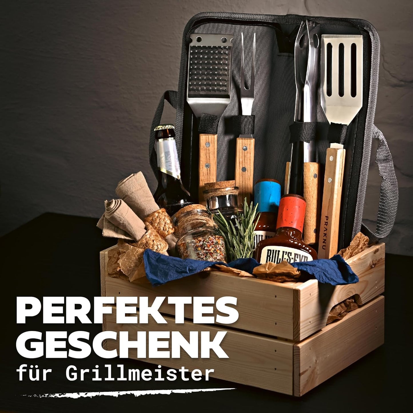 4-teiliges Grillbesteck-Set mit Tragetasche