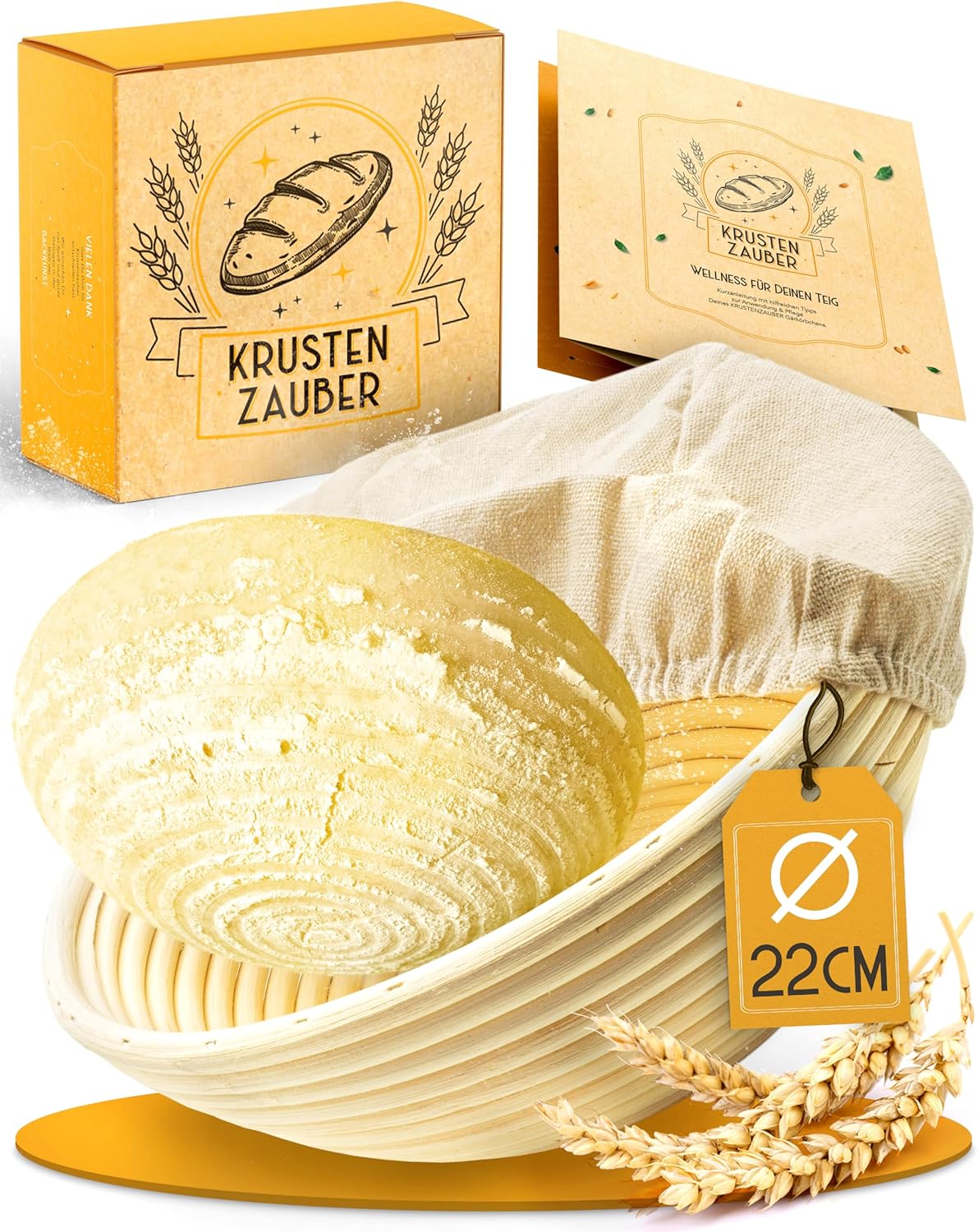 Rundes Gärkörbchen aus Rattan, Gärkorb 22cm rund