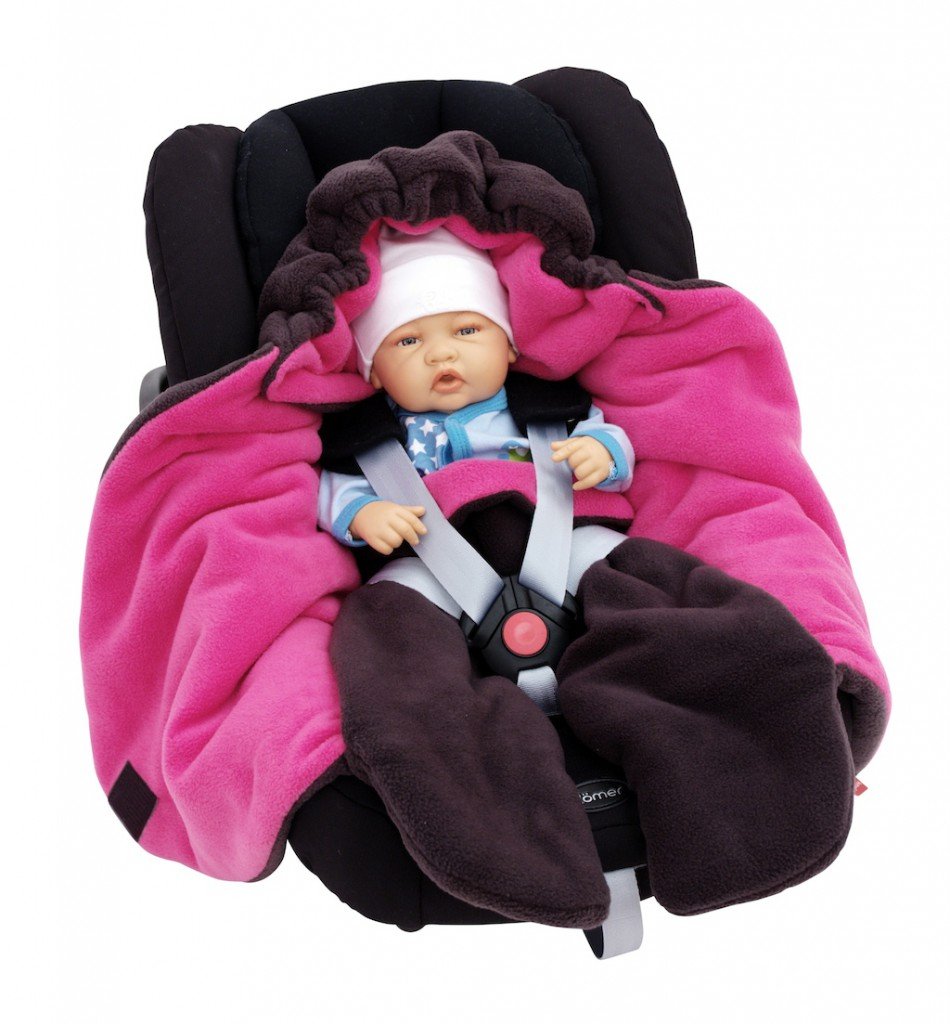 Baby Einschlagdecke für Babyschale, Velvet Dunkelgrau/Rosa
