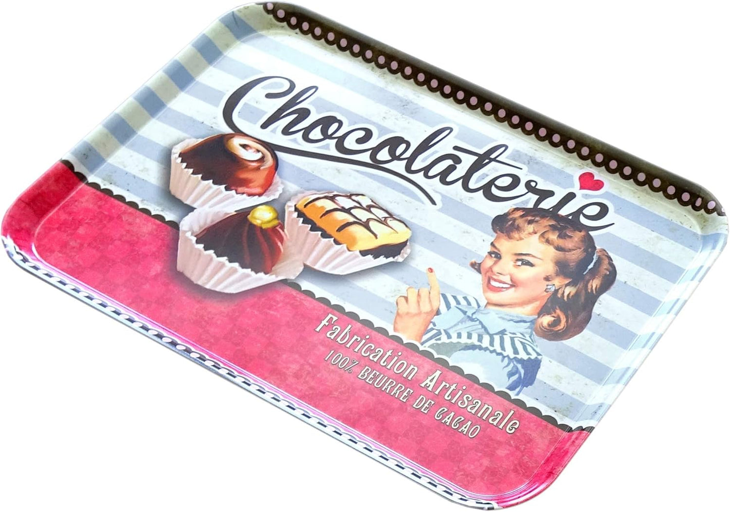 Retro Serviertablett, 45 x 31 x 3 cm Schokolade