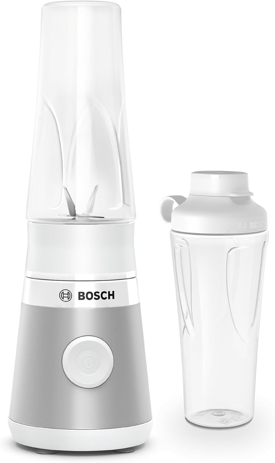 Mini-Standmixer mit ToGo-Flasche, Silber / Weiss ; 450 W