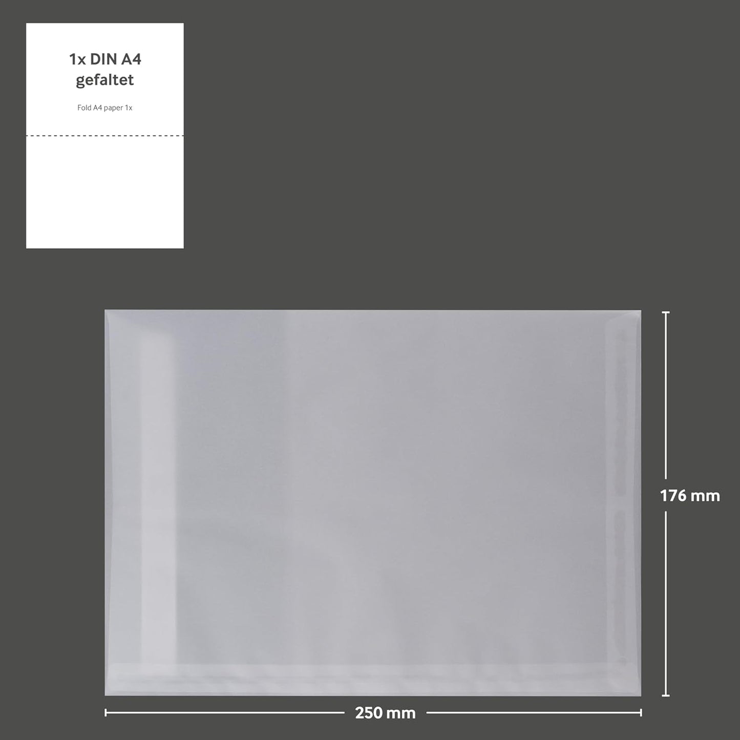 Transparente Versandtaschen DIN B5, 100 Stück, ohne Fenster, DIN B5 Transparent-Weiß