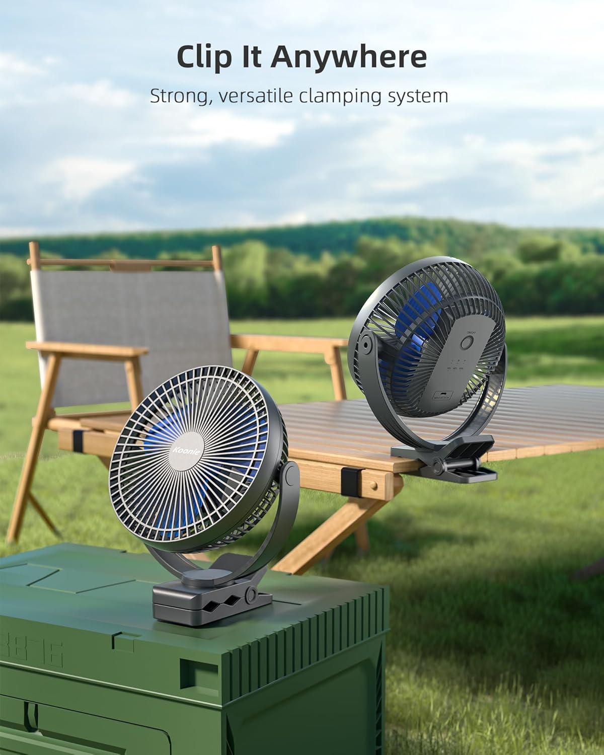 USB-Clip-Ventilator mit Akku, Blau