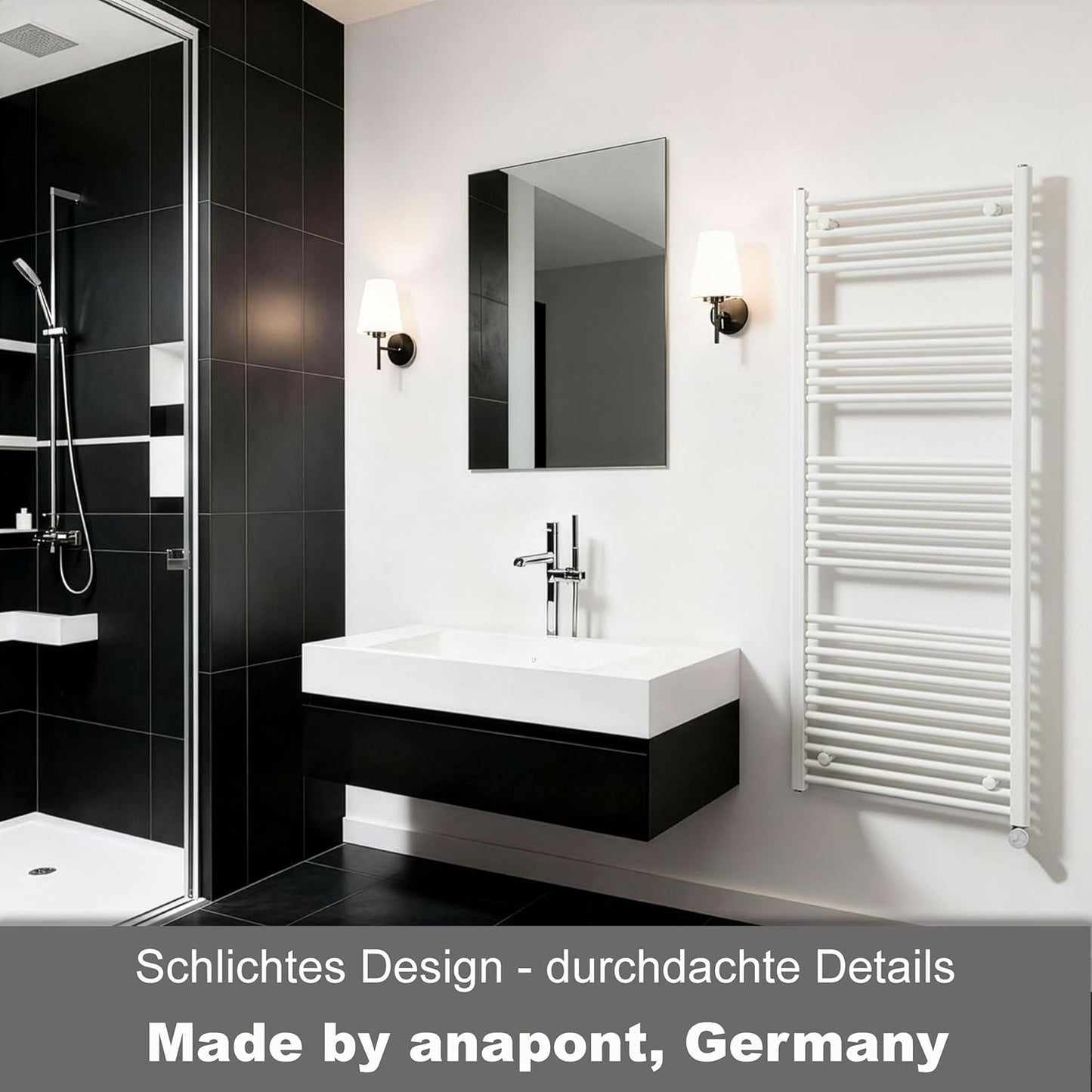 Elektrischer Badheizkörper mit WiFi & Bluetooth, Weiss 1475h x 500b