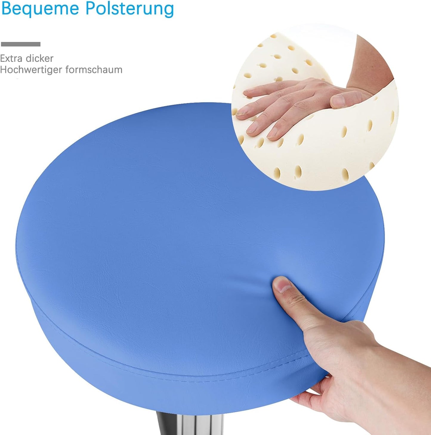 Höhenverstellbarer Rollhocker, Blau