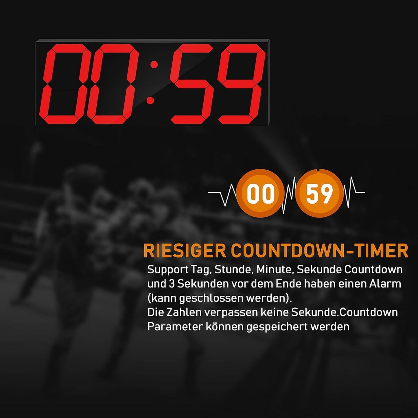Digitale LED-Wanduhr mit Kalender und Countdown, Rot