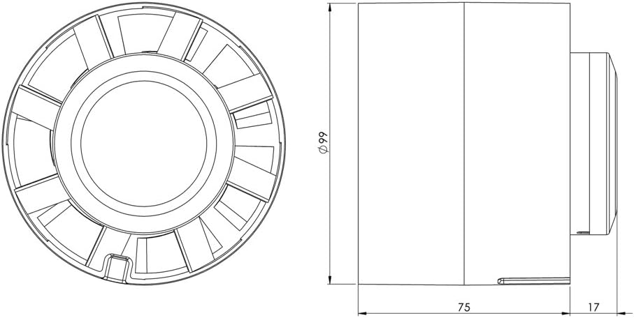Rohrventilator 100 mm Abluft, Ø 100mm Weiss Ohne Timer