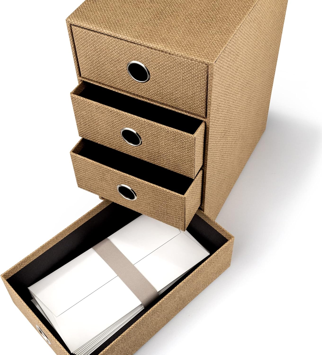 Schubladenbox mit 4 Schubladen, Haselnuss