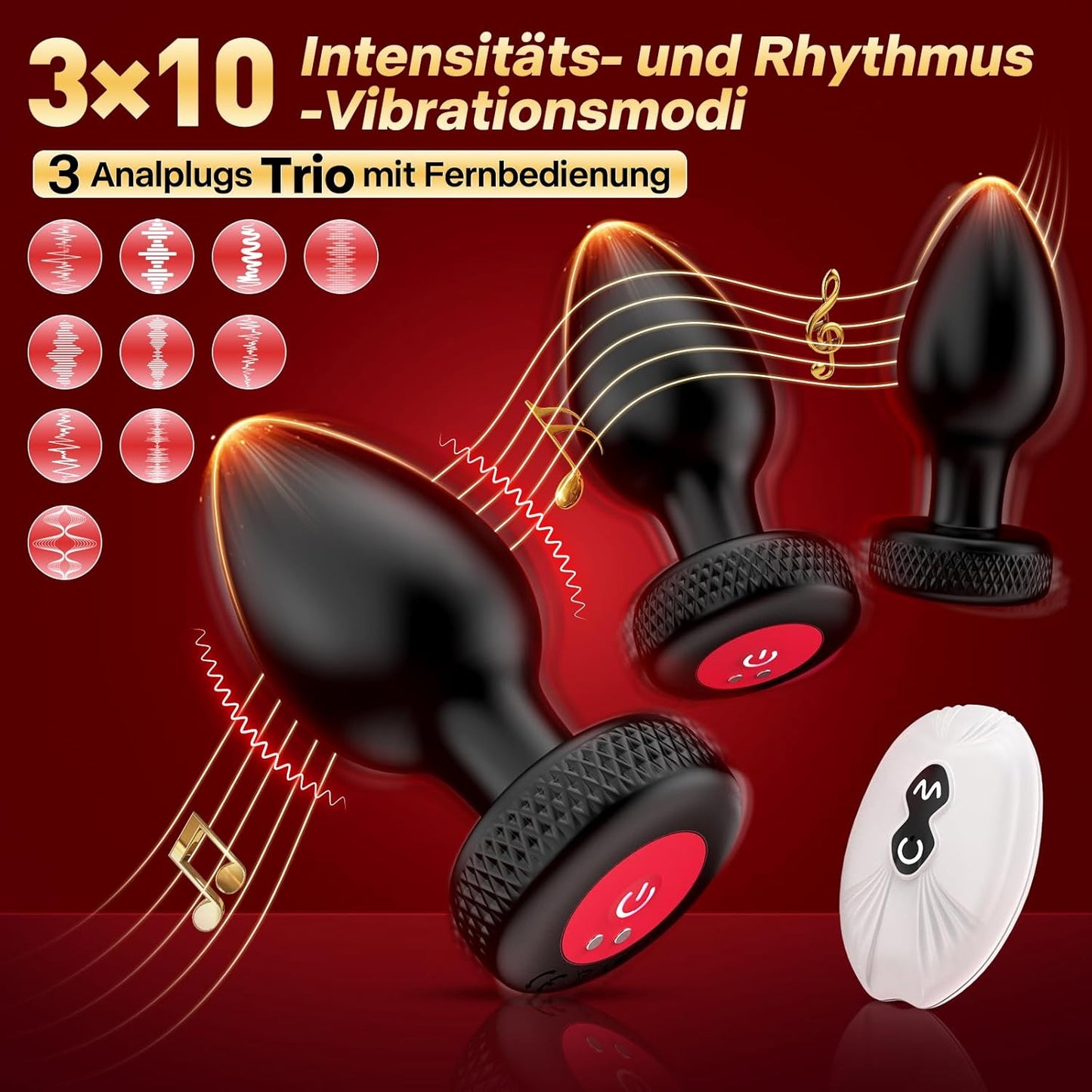 3er-Set Analplugs mit Vibrationen, Fernbedienung und Analdusche
