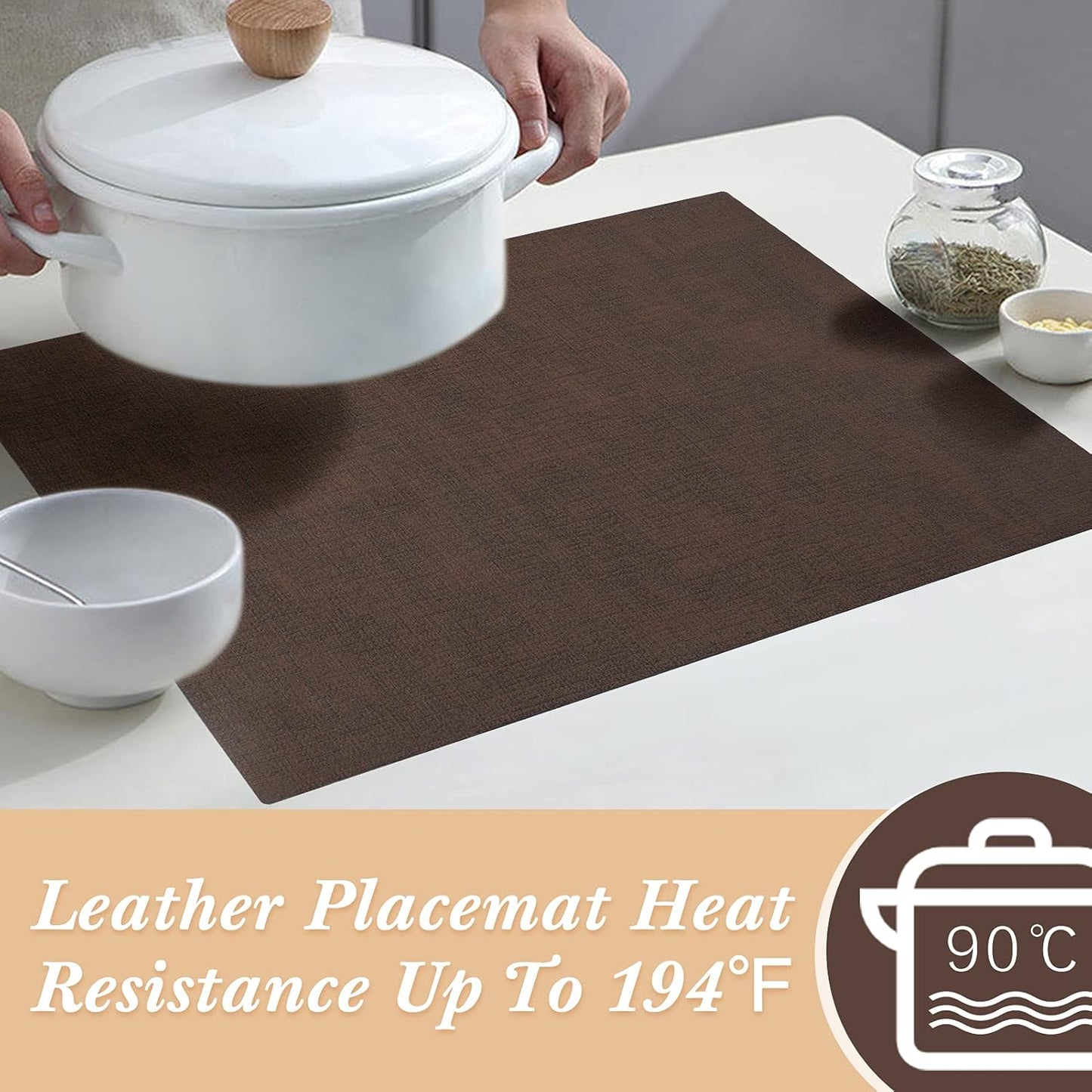 Leder Tischsets-Set (6 Stück, abwaschbar), 1.braun & Tan
