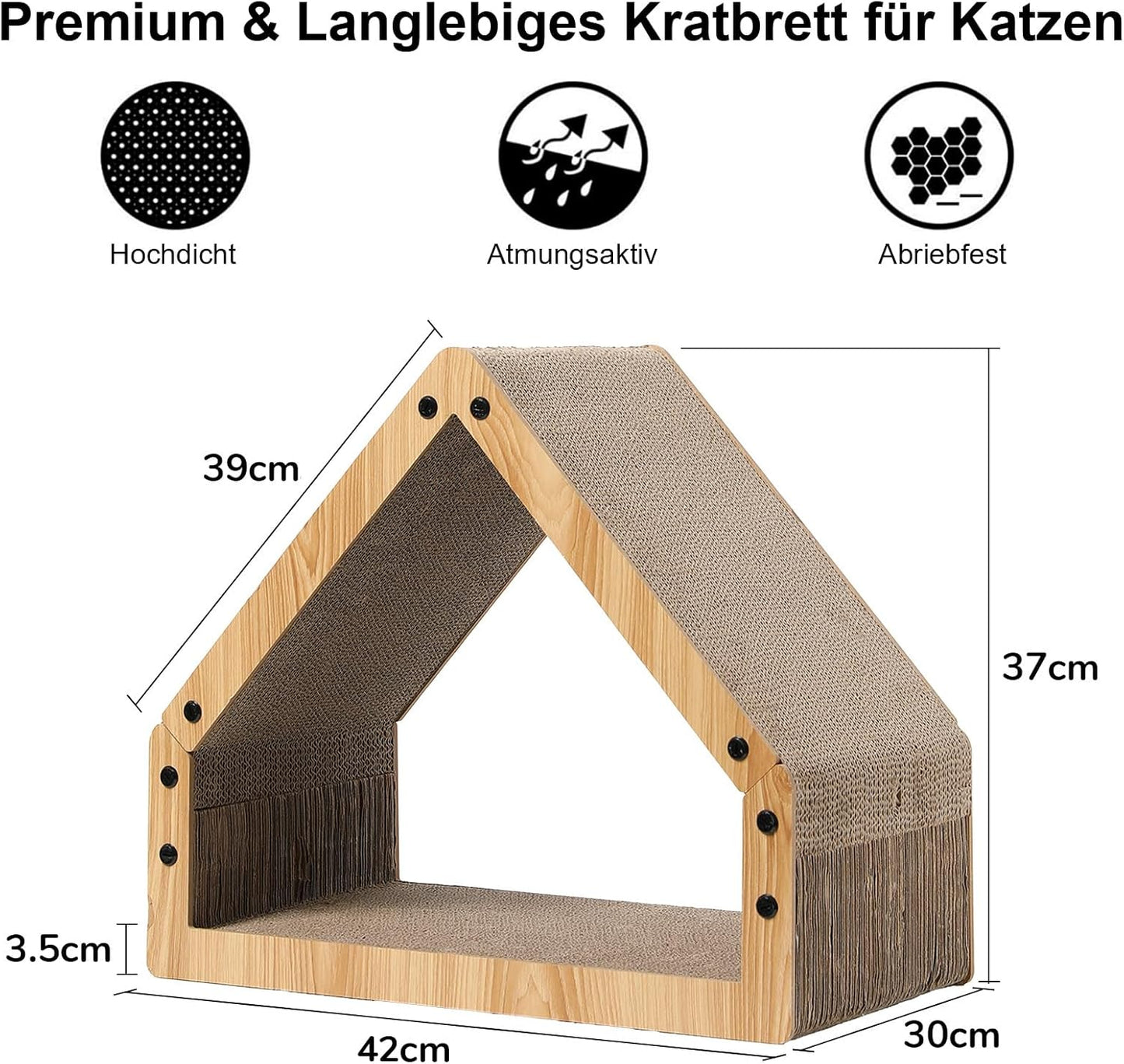 Katzen-Kratzbrett in Hausform, Hausform-Kratzpappe