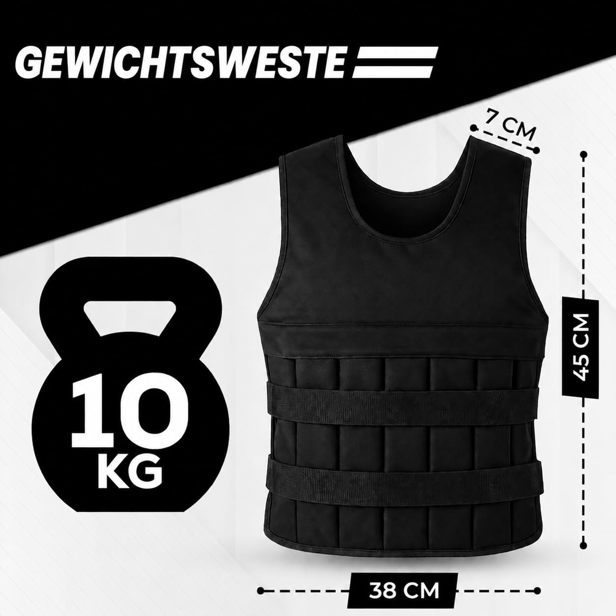 Gewichtsweste für Krafttraining und Laufen, 10 kg, 10 Kilogramm