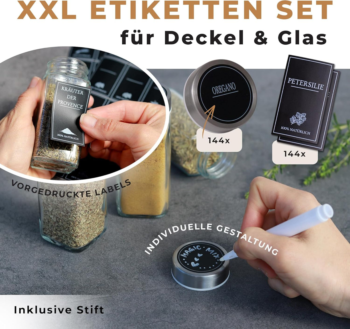 25er-Gewürzgläser-Set, Metall
