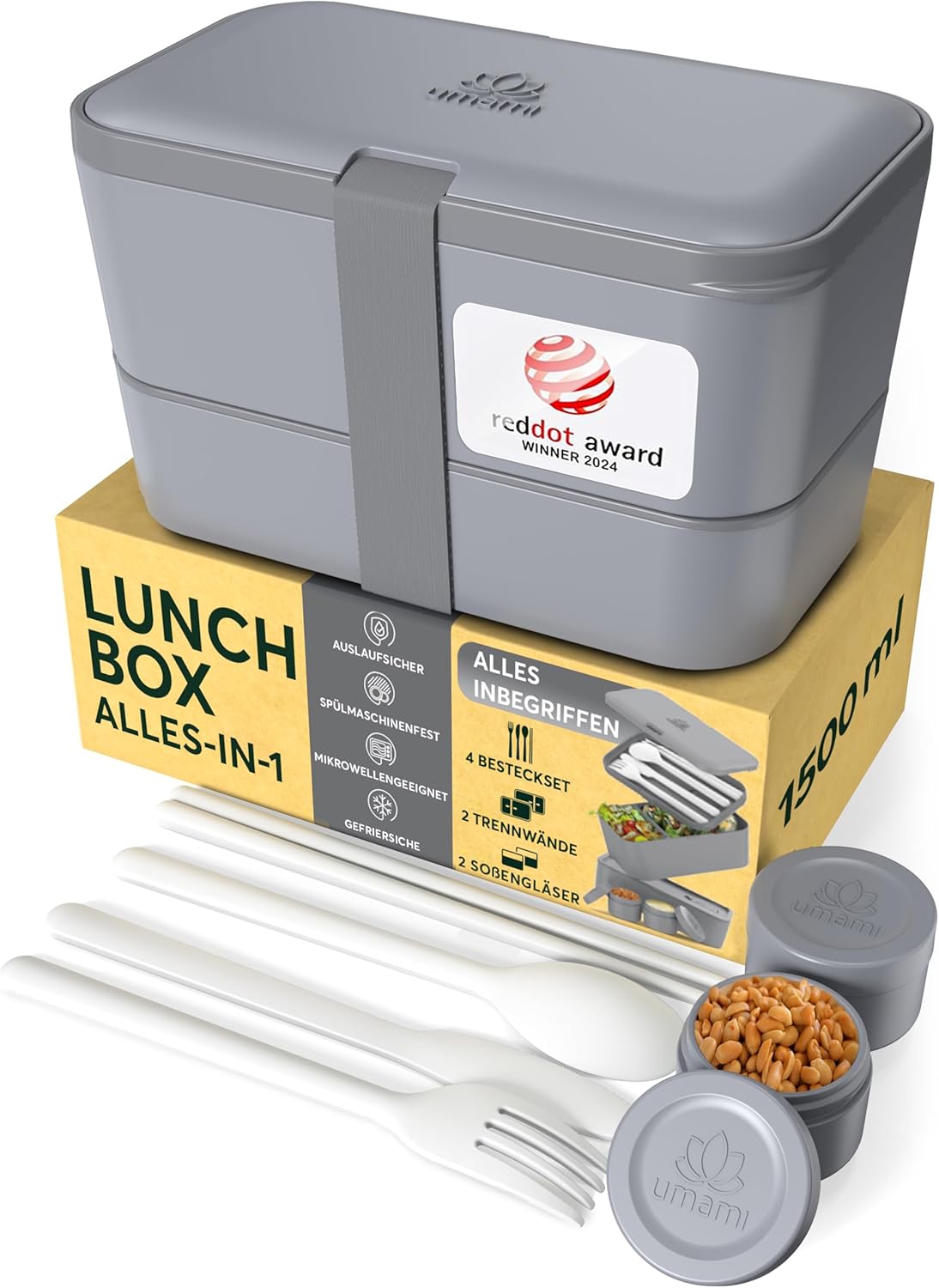 Lunchbox Nestable L, L - 1500 ml ineinander stapelbar Kohlengrau