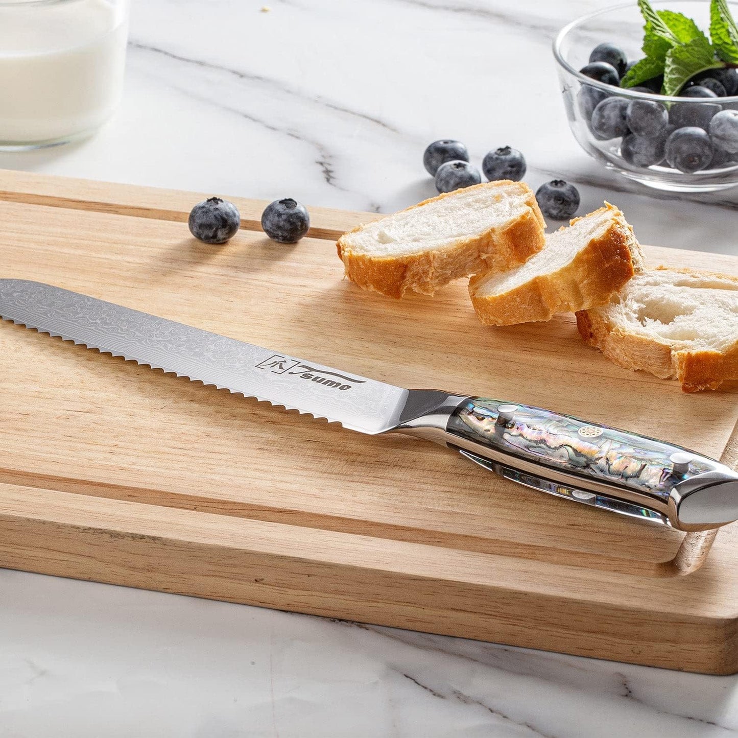 Brotmesser mit Perlmuttgriff, Brotmesser 19cm