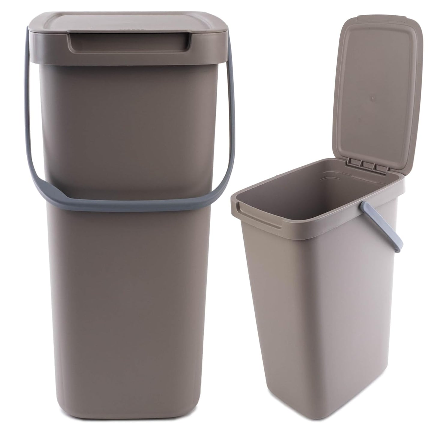 Mülleimer mit Klappdeckel, 12L Braun