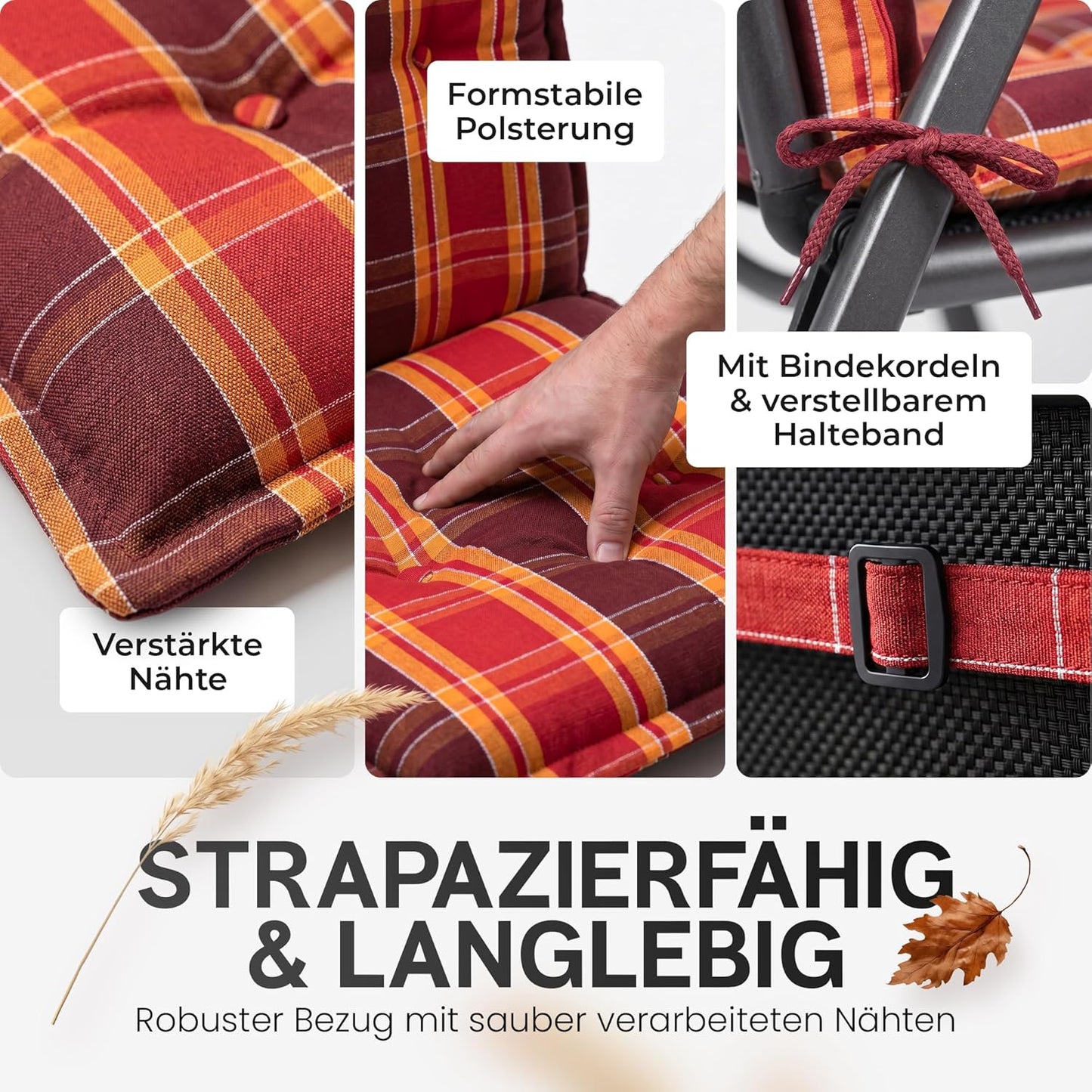 Sitzauflage für Hochlehner, 1-Stück Rot-kariert