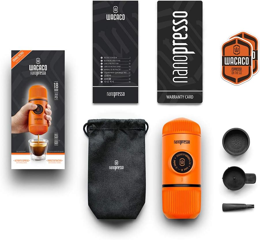 Tragbare Espressomaschine, Nanopresso, Orange
