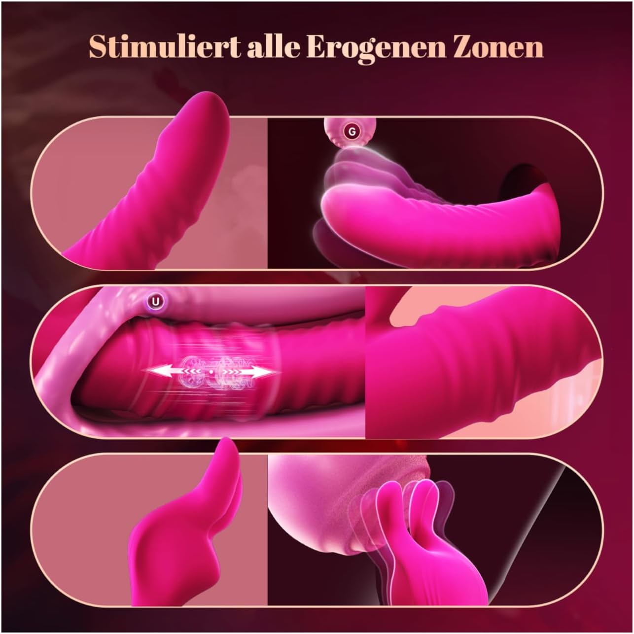 Vibrator mit 3 Stoss- und 10 Vibrationsmodi
