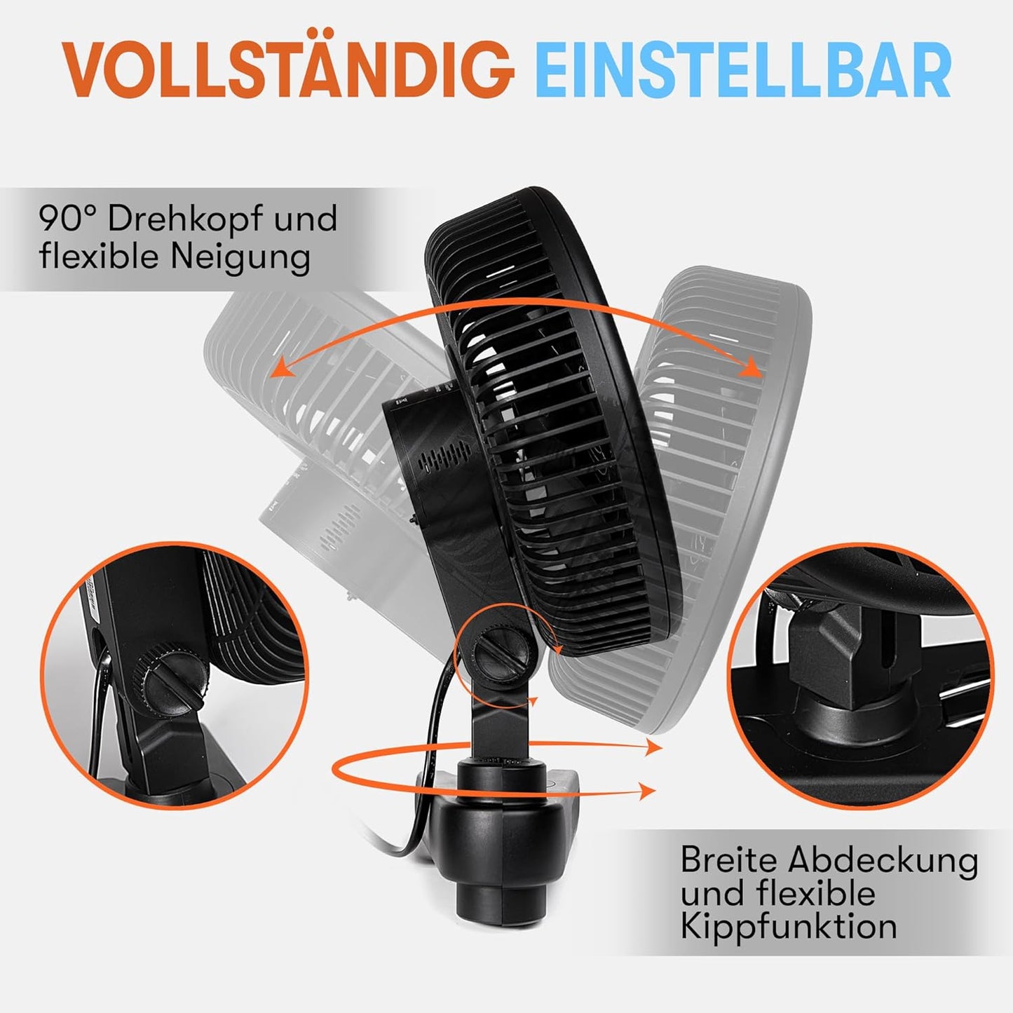 Oszillierender Clip-Ventilator für Growboxen (10 Stufen), 1 Stück