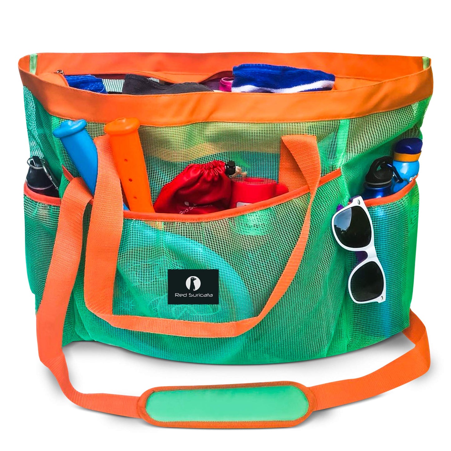 Netz-Strandtasche Modell Ra-rso-lamebeba1, Türkis/Orange