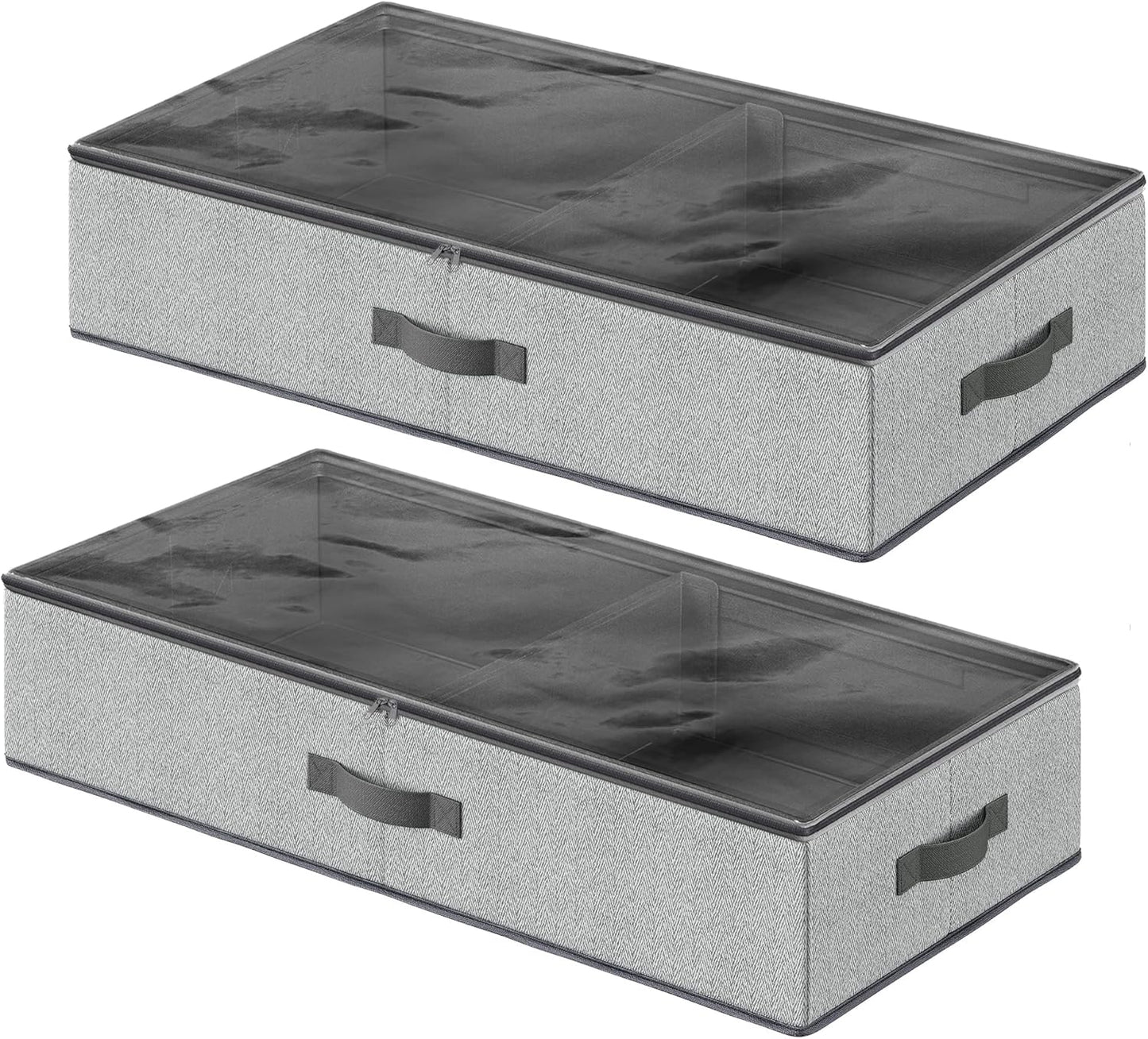 2-teiliges Unterbettkommode-Set RUB002G01 mit Trennwand, 82 x 40 x 15 cm, 2