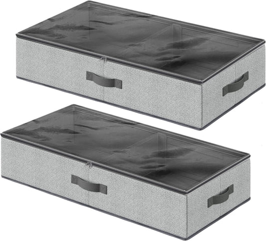 2-teiliges Unterbettkommode-Set RUB002G01 mit Trennwand, 82 x 40 x 15 cm, 2