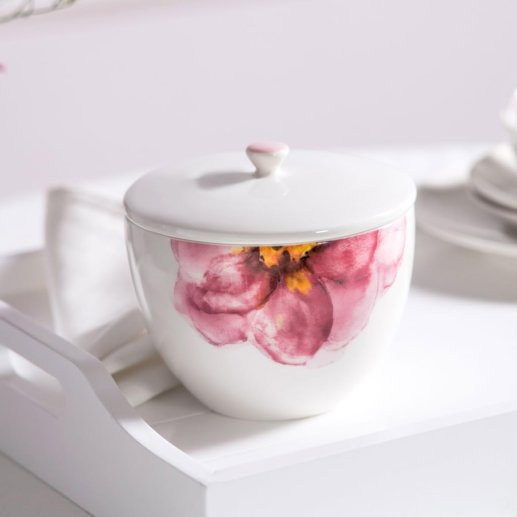 Teedose Rose Garden, Teedose mit Deckel - Weiss / Rosa