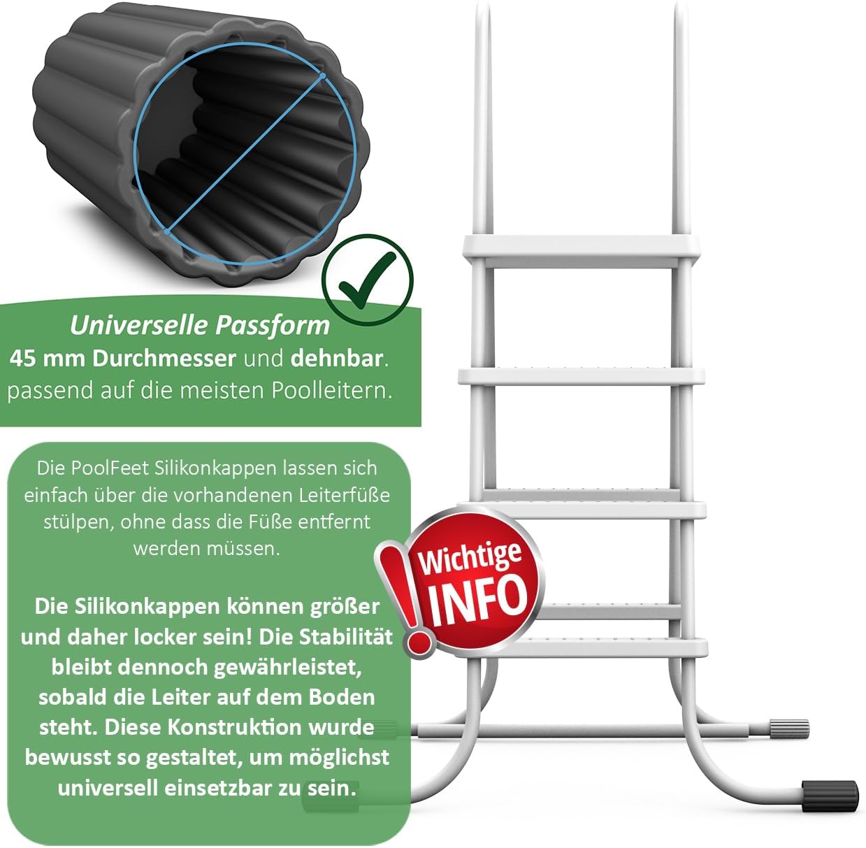 Schutzkappen für Poolleiterfüsse