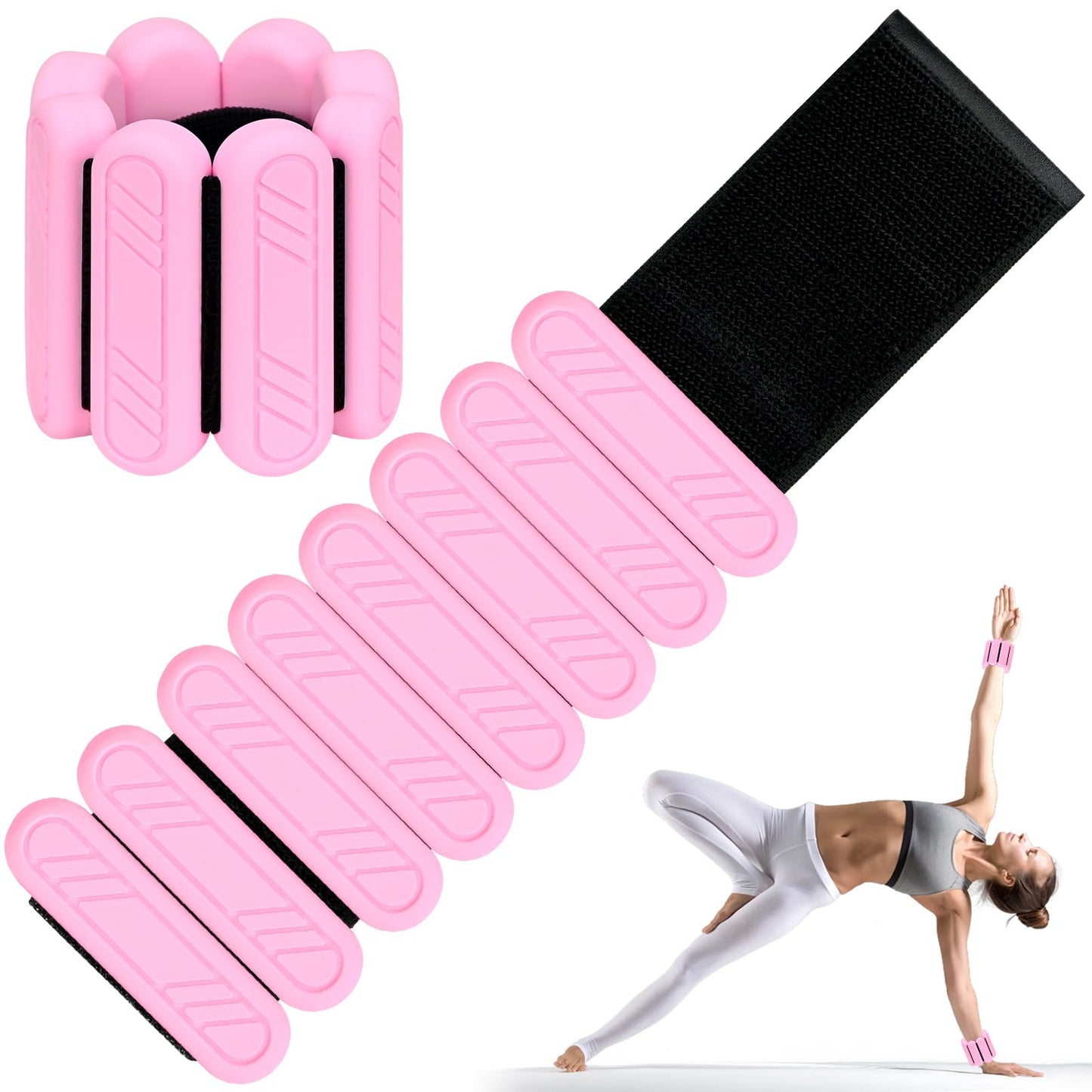 Verstellbare Gewichtsmanschetten, Rosa 2kg （2*1 kg)