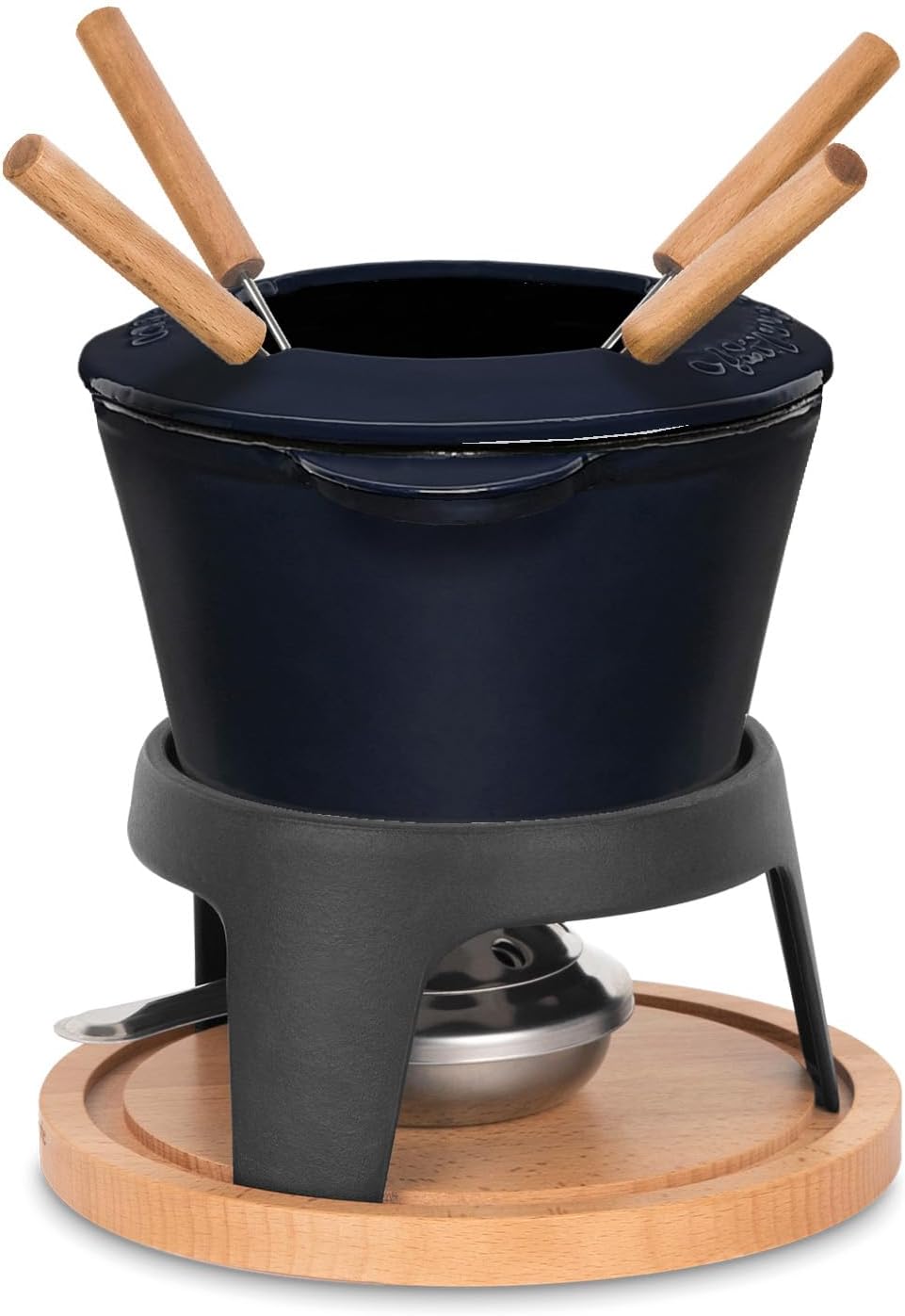 Fondue-Set aus Gusseisen für Käse & Schokolade, Blau 4 Personen