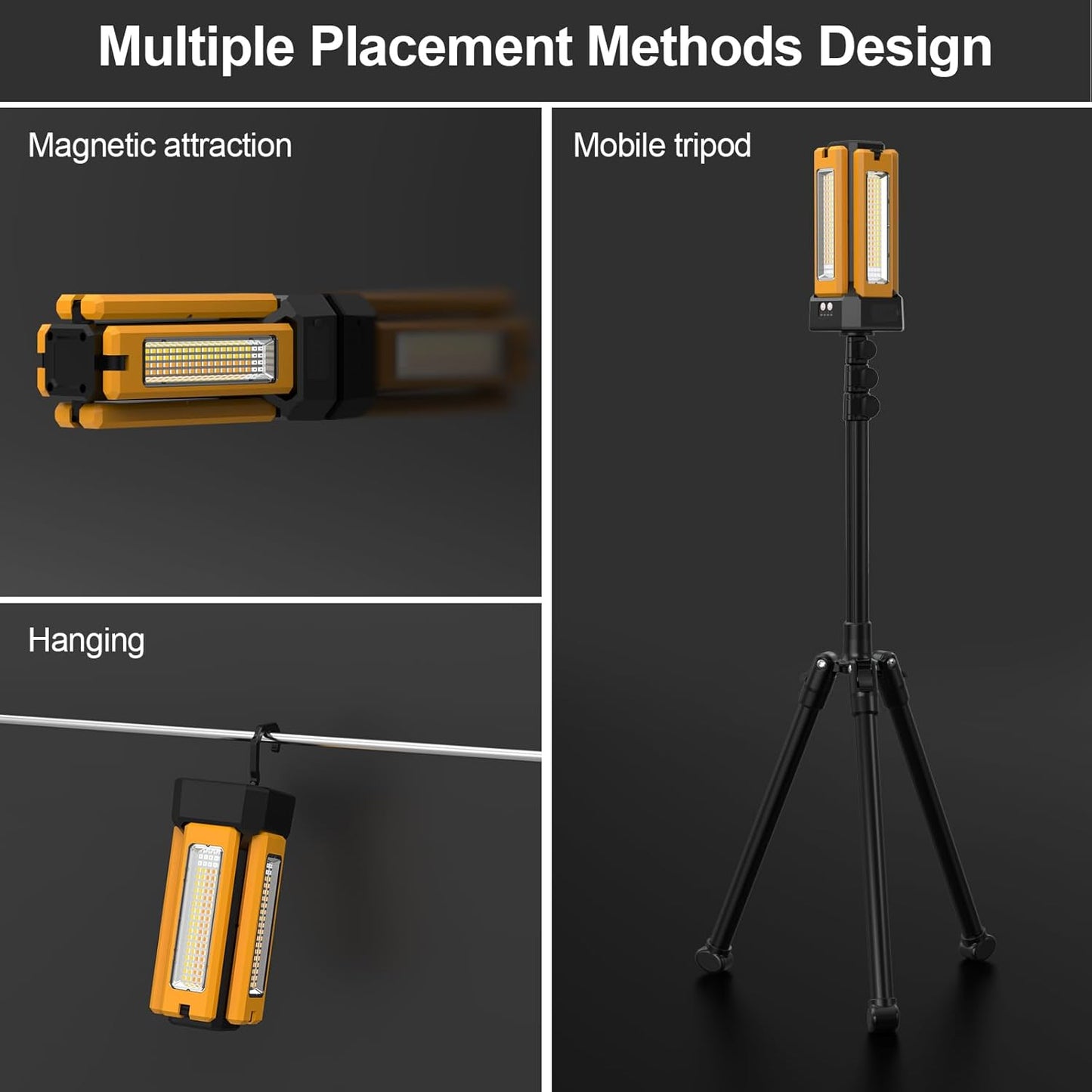 V3000 Solar-Akku LED Baustrahler, Orange mit Fernbedienung