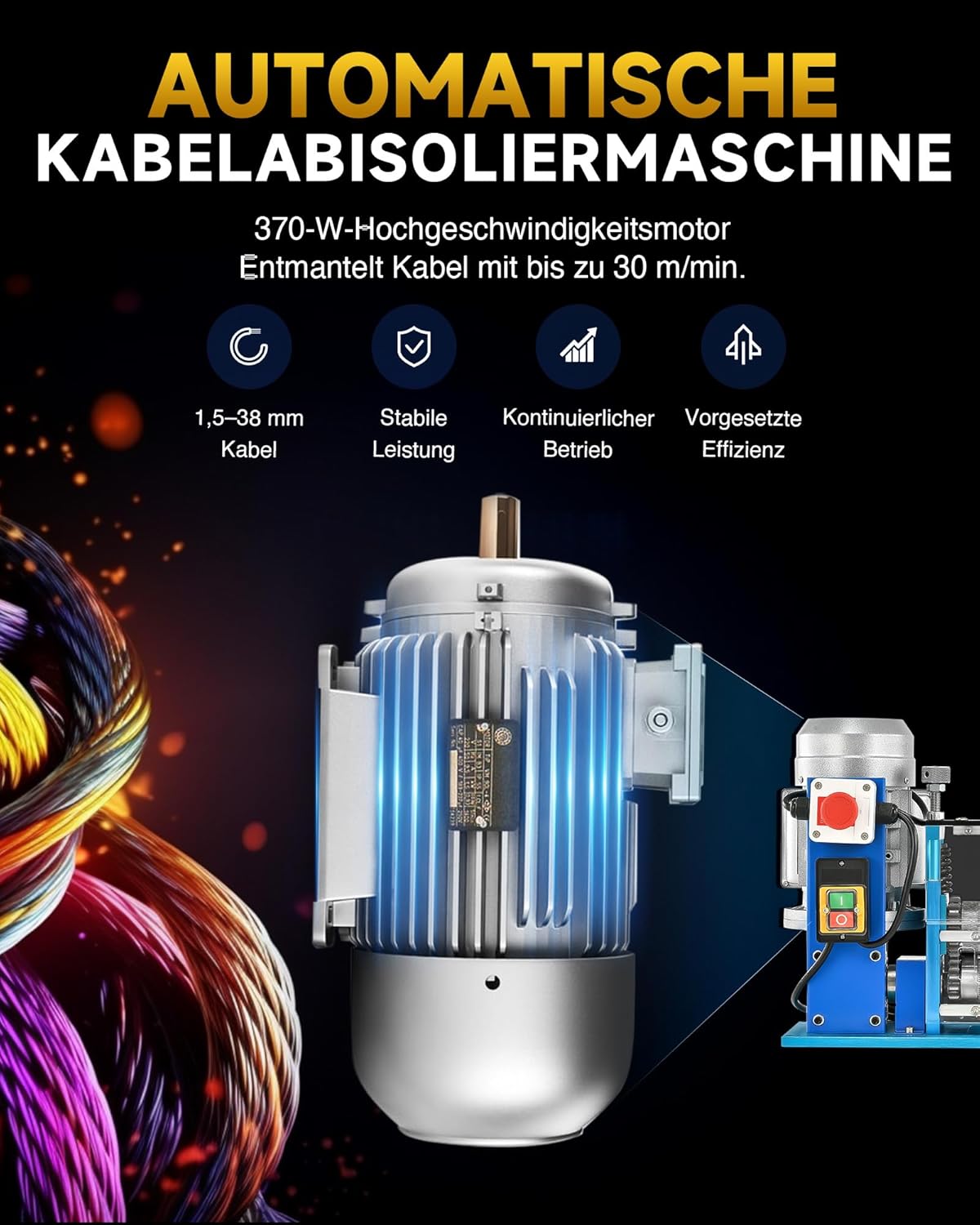 Kabelabisoliermaschine 1,5-38mm, 1,5-38mm 370W