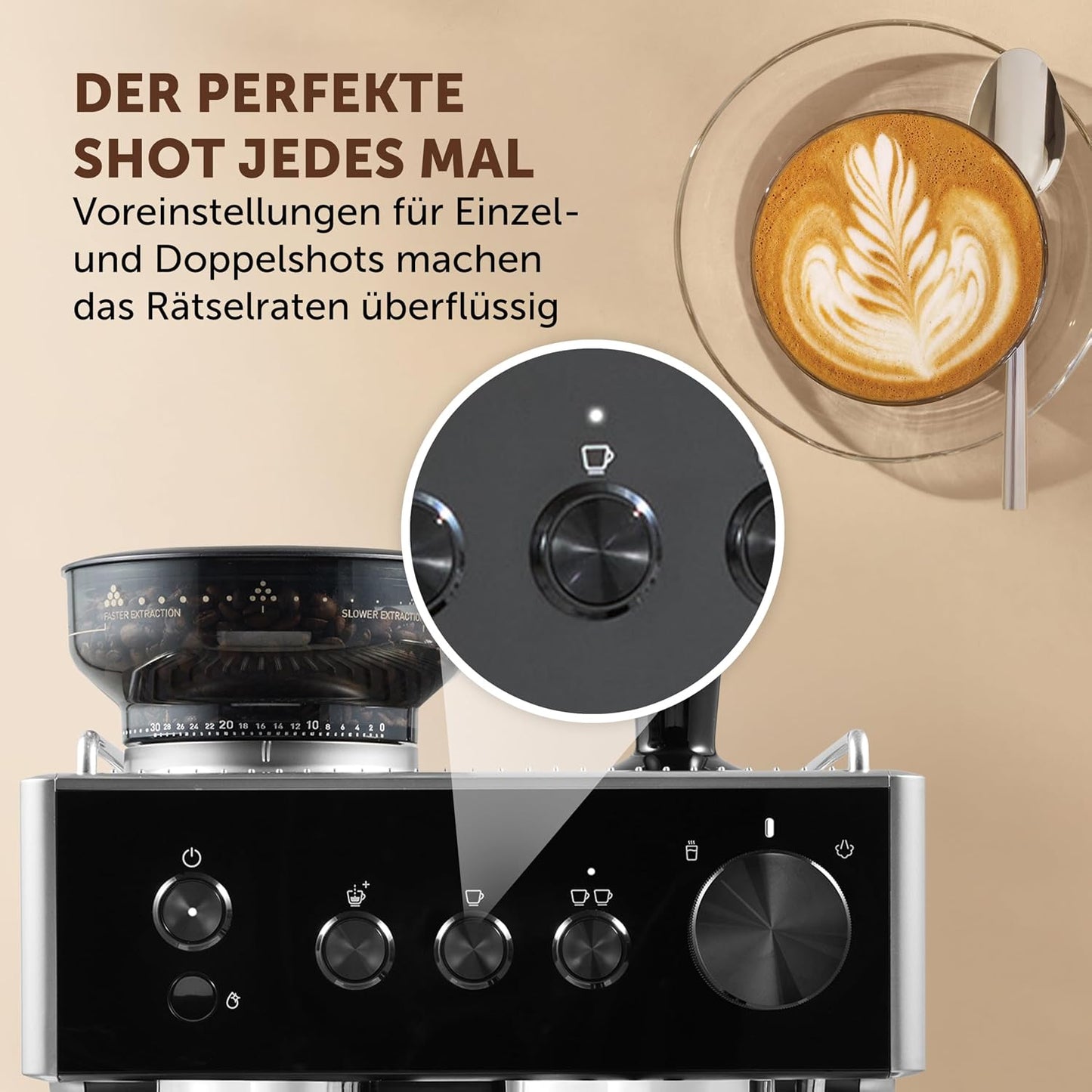 Espressomaschine mit Kaffeemühle und Milchaufschäumer, Barista Classic