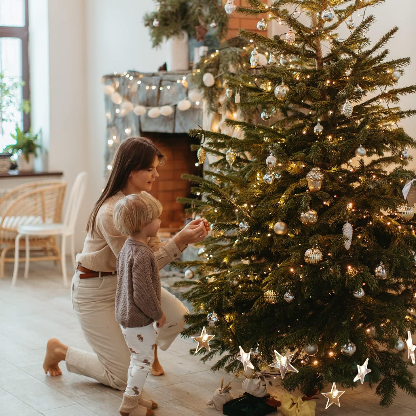 Weihnachtsbaum-Lichterkette mit Ring, 200 LEDs