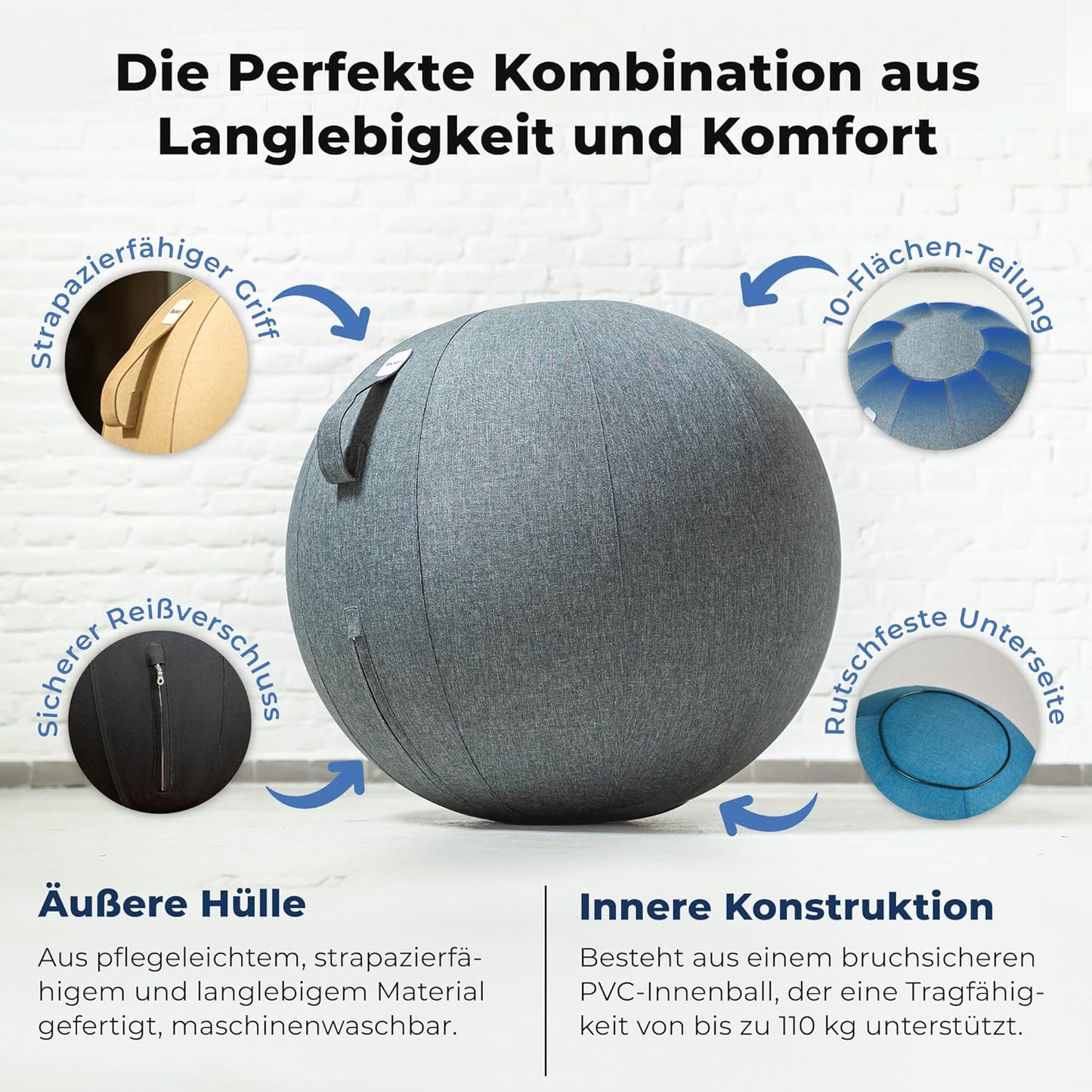 Ergonomischer Sitzball, 75 cm Dark Gray