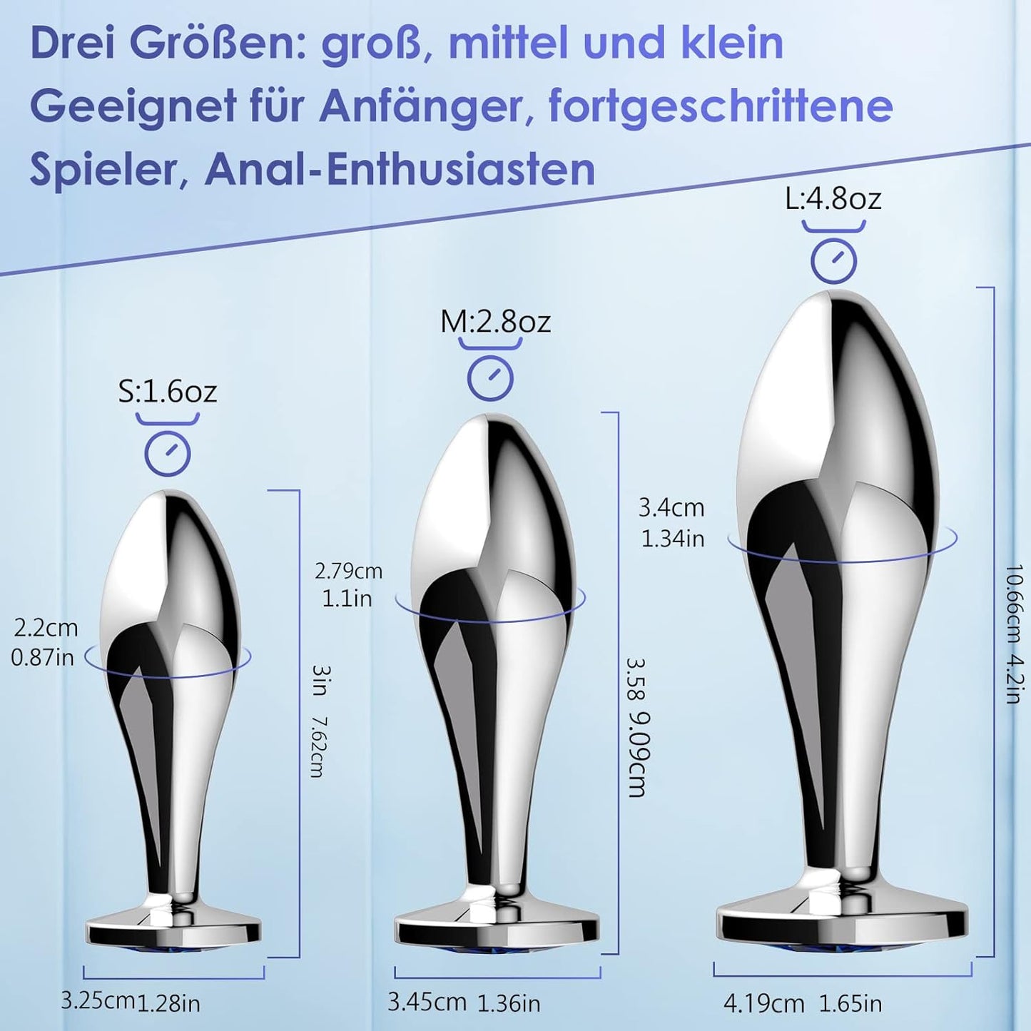 Analplug Set mit Kristall-Diamant-Spitze in 3 Grössen