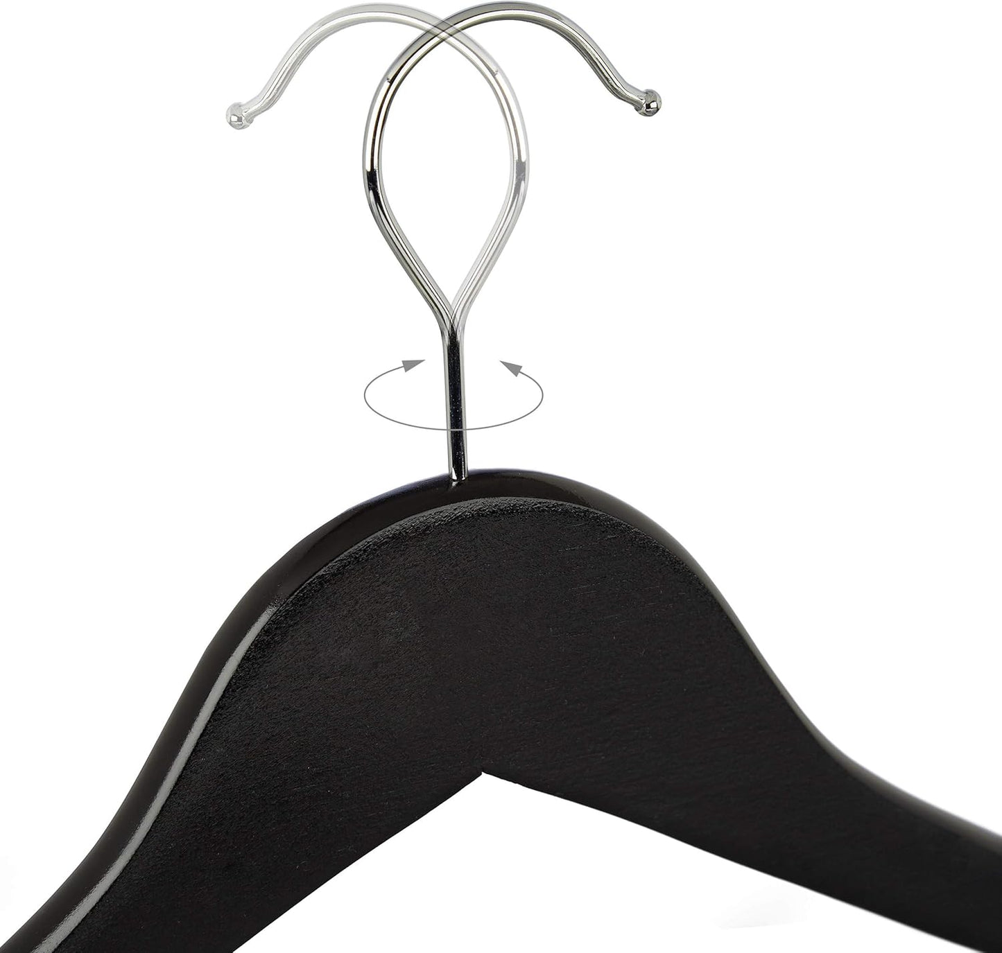 60-teiliges Kleiderbügel Set mit Hosenstange, 1, Schwarz, Silber, 60er Pack