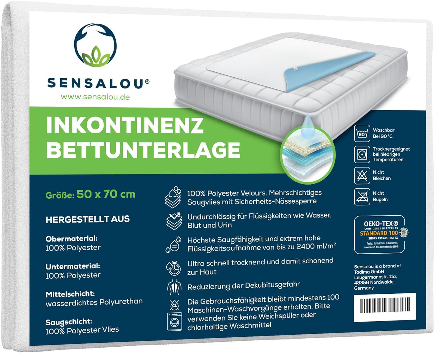 Inkontinenz-Bettunterlagen 4er Set, 4 50x70 cm (4er Pack)