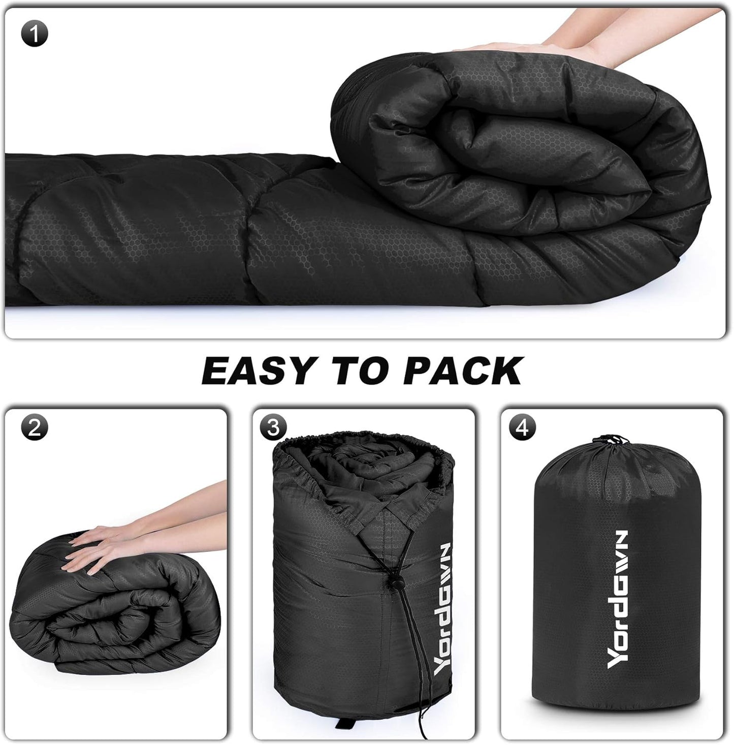 Ultraleichter Outdoor-Schlafsack, Schwarz