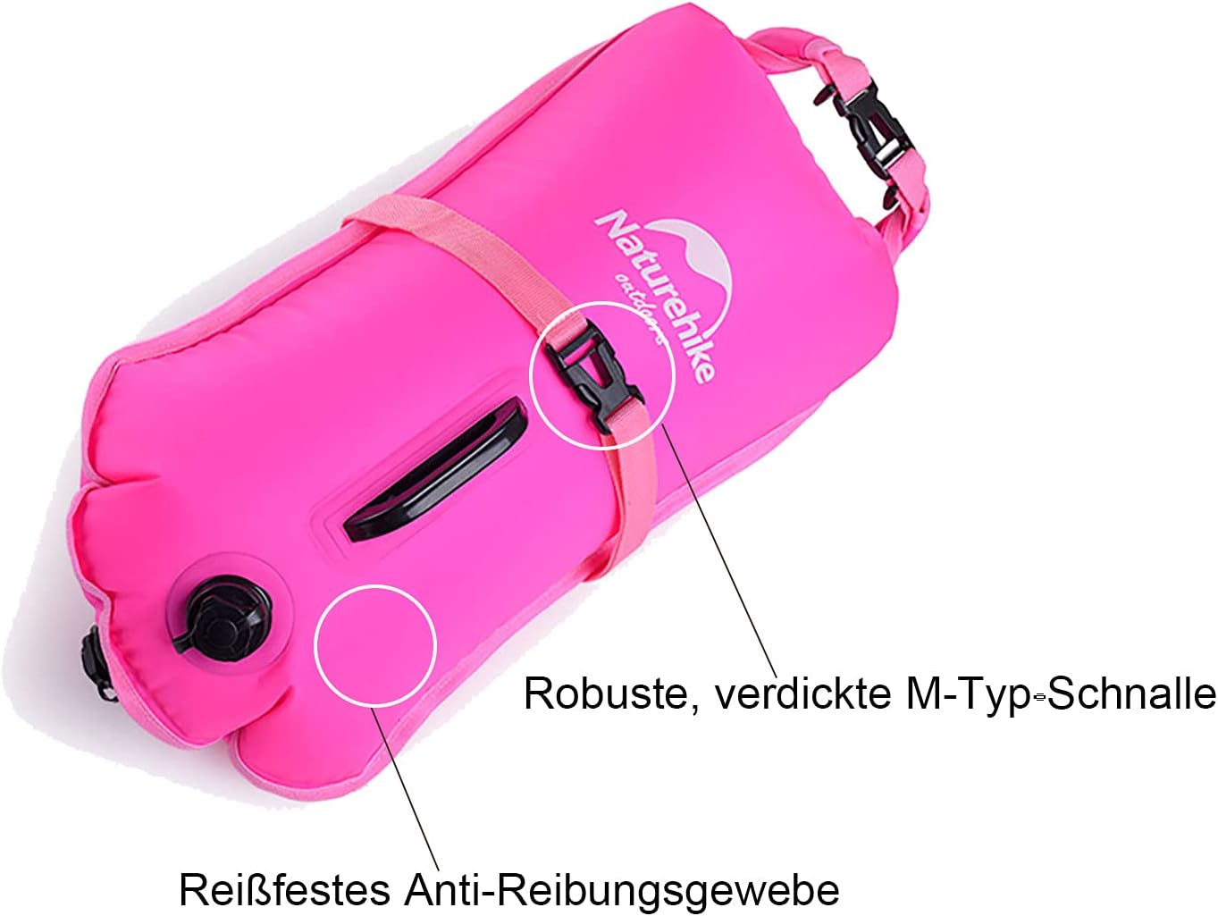 Aufblasbarer Trockensack mit Schwimmhilfe, 18L, Fluoreszierendes Magenta